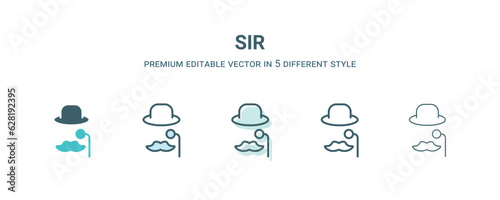 sir icon in 5 different style. Outline, filled, two color, thin sir icon isolated on white background. Editable vector can be used web and mobile