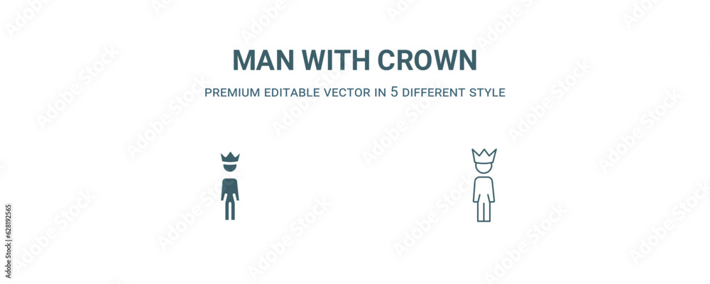 Fototapeta premium man with crown icon. Filled and line man with crown icon from people collection. Outline vector isolated on white background. Editable man with crown symbol