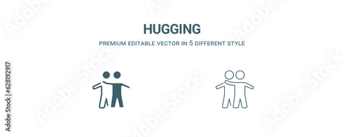 hugging icon. Filled and line hugging icon from people collection. Outline vector isolated on white background. Editable hugging symbol © Abstract