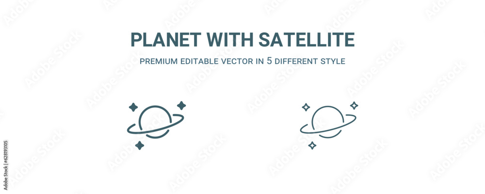 planet with satellite icon. Filled and line planet with satellite icon from nature collection. Outline vector isolated on white background. Editable planet with satellite symbol planet with satellite icon. Filled and line planet with satellite icon from nature collection. Outline vector isolated on white background. Editable planet with satellite symbol