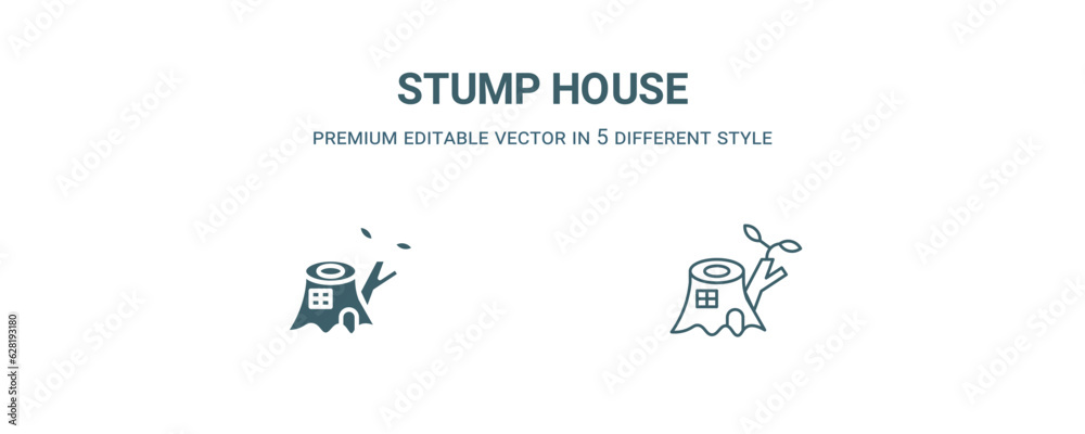 stump house icon. Filled and line stump house icon from nature collection. Outline vector isolated on white background. Editable stump house symbol