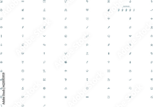 black willow icon in 5 different style. Outline, filled, two color, thin black willow icon isolated on white background. Editable vector can be used web and mobile