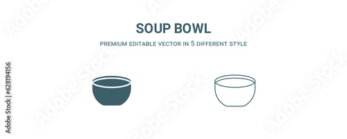 soup bowl icon. Filled and line soup bowl icon from kitchen collection. Outline vector isolated on white background. Editable soup bowl symbol