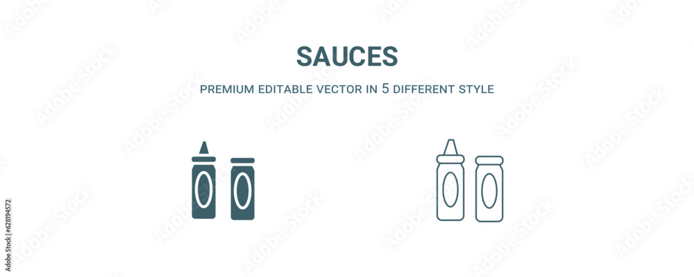 sauces icon. Filled and line sauces icon from kitchen collection. Outline vector isolated on white background. Editable sauces symbol