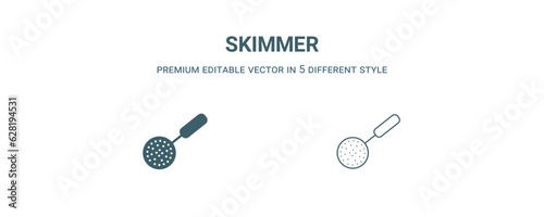 skimmer icon. Filled and line skimmer icon from kitchen collection. Outline vector isolated on white background. Editable skimmer symbol