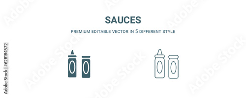 sauces icon. Filled and line sauces icon from kitchen collection. Outline vector isolated on white background. Editable sauces symbol