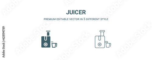 juicer icon. Filled and line juicer icon from kitchen collection. Outline vector isolated on white background. Editable juicer symbol