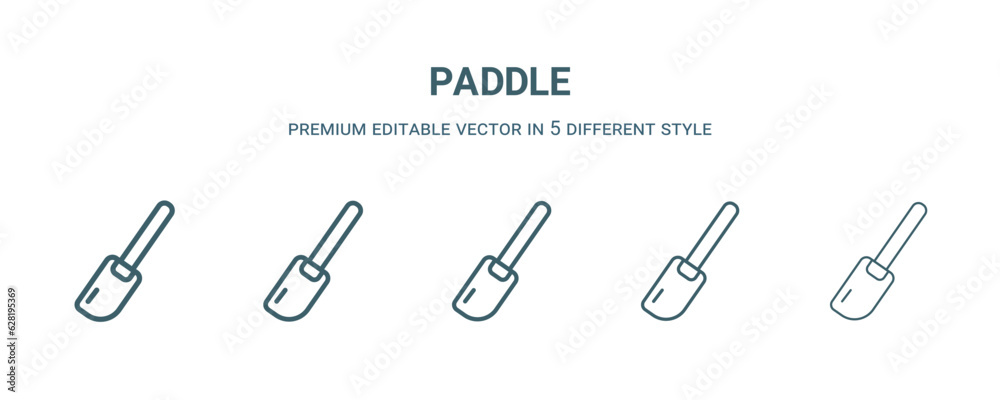 paddle icon in 5 different style. Thin, light, regular, bold, black paddle icon isolated on white background. Editable vector paddle icon in 5 different style. Thin, light, regular, bold, black paddle icon isolated on white background. Editable vector