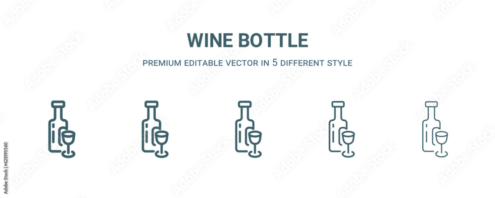 wine bottle icon in 5 different style. Thin, light, regular, bold, black wine bottle icon isolated on white background. Editable vector wine bottle icon in 5 different style. Thin, light, regular, bold, black wine bottle icon isolated on white background. Editable vector