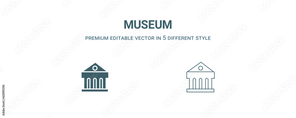 Fototapeta premium museum icon. Filled and line museum icon from history collection. Outline vector isolated on white background. Editable museum symbol