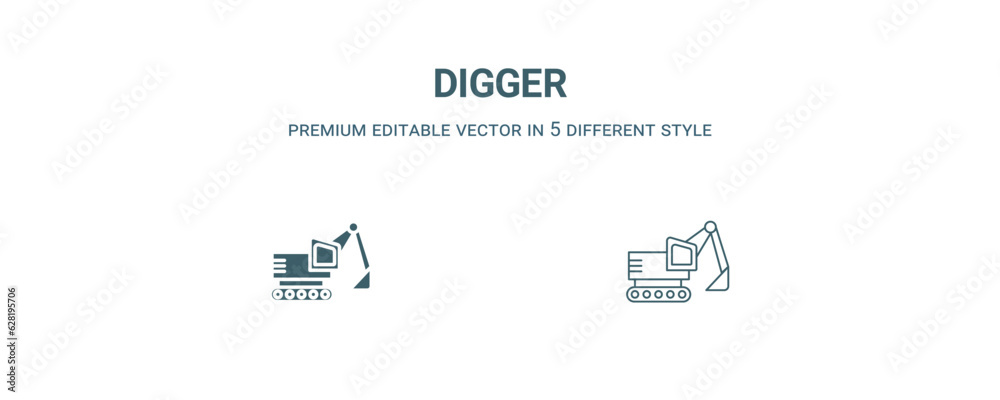 digger icon. Filled and line digger icon from history collection. Outline vector isolated on white background. Editable digger symbol
