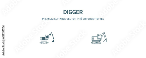 digger icon. Filled and line digger icon from history collection. Outline vector isolated on white background. Editable digger symbol
