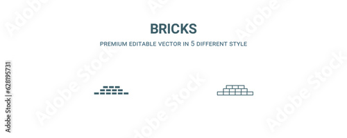 bricks icon. Filled and line bricks icon from history collection. Outline vector isolated on white background. Editable bricks symbol