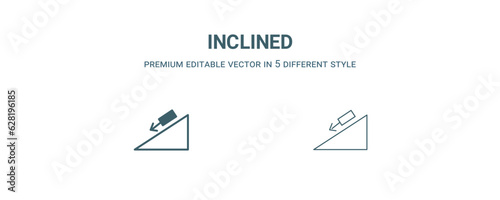 inclined icon. Thin line inclined icon from construction collection. Outline vector isolated on white background. Editable inclined symbol can be used web and mobile