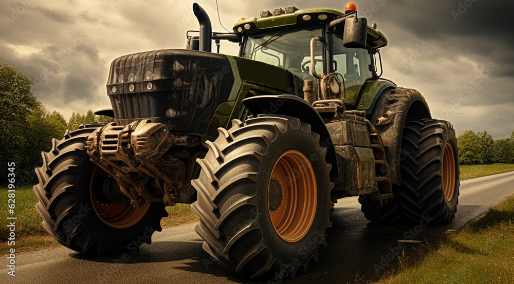 heavy duty farm tractor in the field generativa IA heavy duty farm tractor in the field generativa IA