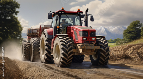 farm tractor with trailer generativa IA