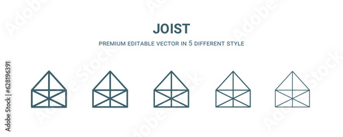 joist icon in 5 different style.Thin, light, regular, bold, black joist icon isolated on white background. Editable vector