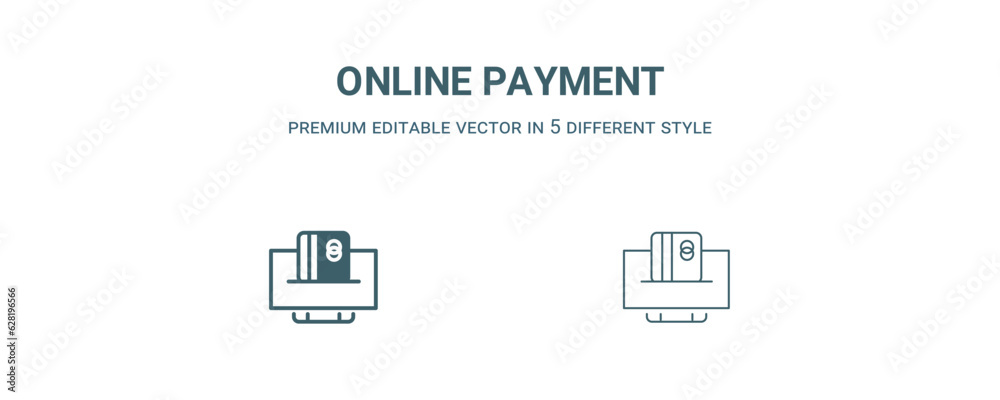 online payment icon. Filled and line online payment icon from business and analytics collection. Outline vector isolated on white background. Editable online payment symbol