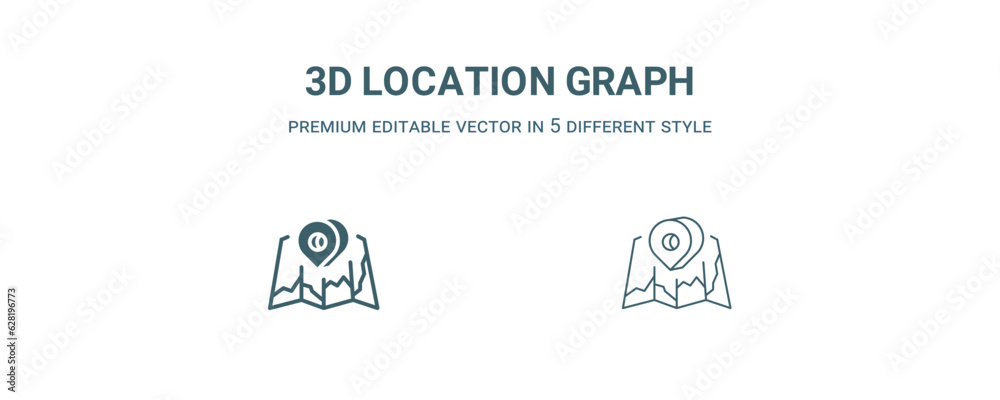3d location graph icon. Filled and line 3d location graph icon from business and analytics collection. Outline vector isolated on white background. Editable 3d location graph symbol 3d location graph icon. Filled and line 3d location graph icon from business and analytics collection. Outline vector isolated on white background. Editable 3d location graph symbol
