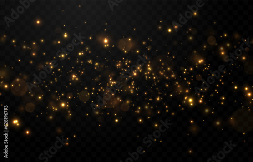Vector gold sparkles on an isolated transparent background. Atomization of golden dust particles png. Glowing particles png. Gold dust. Light effect. © Vitaliy
