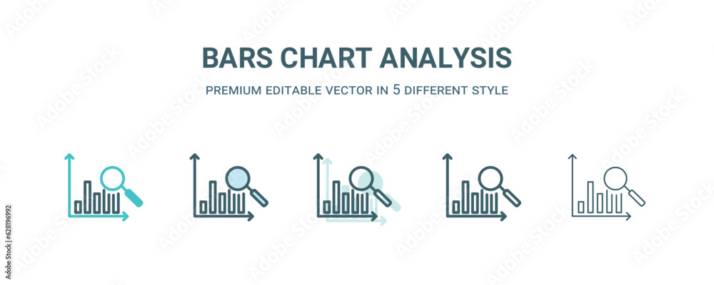 bars chart analysis icon in 5 different style. Outline, filled, two color, thin bars chart analysis icon isolated on white background. Editable vector can be used web and mobile