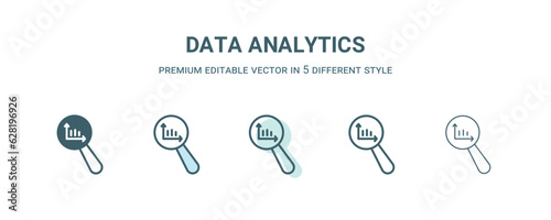 data analytics icon in 5 different style. Outline, filled, two color, thin data analytics icon isolated on white background. Editable vector can be used web and mobile