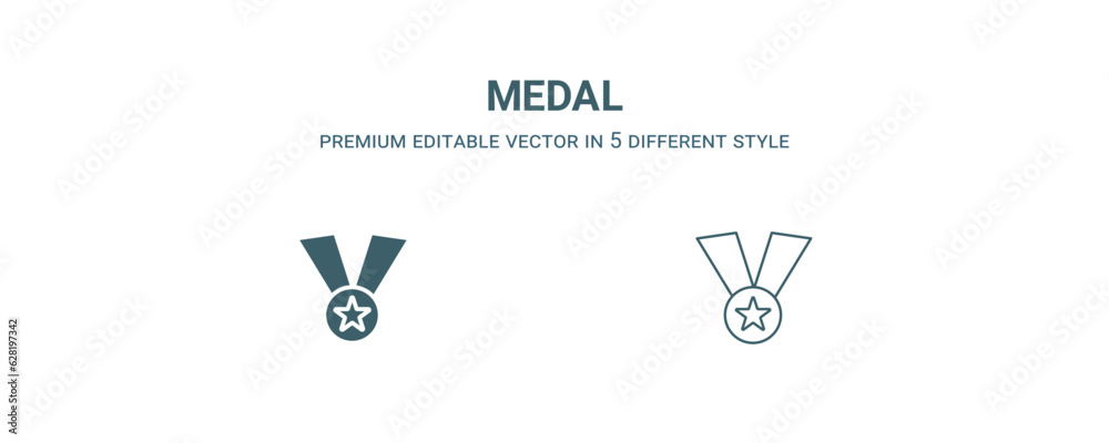 medal icon. Filled and line medal icon from military and war and  collection. Outline vector isolated on white background. Editable medal symbol