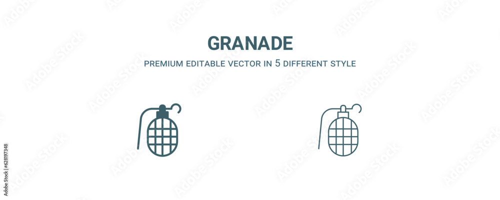 granade icon. Filled and line granade icon from military and war and collection. Outline vector isolated on white background. Editable granade symbol granade icon. Filled and line granade icon from military and war and collection. Outline vector isolated on white background. Editable granade symbol