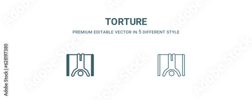torture icon. Filled and line torture icon from military and war and  collection. Outline vector isolated on white background. Editable torture symbol