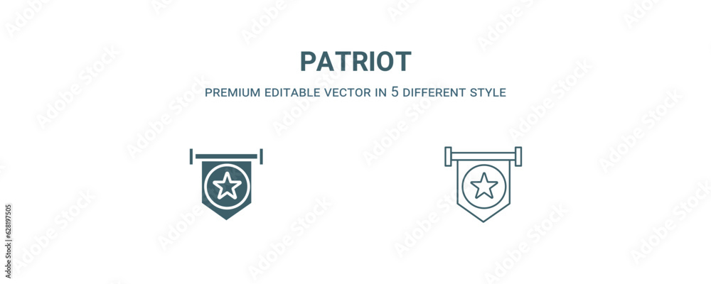 patriot icon. Filled and line patriot icon from military and war and  collection. Outline vector isolated on white background. Editable patriot symbol