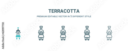 terracotta icon in 5 different style. Outline, filled, two color, thin terracotta icon isolated on white background. Editable vector can be used web and mobile
