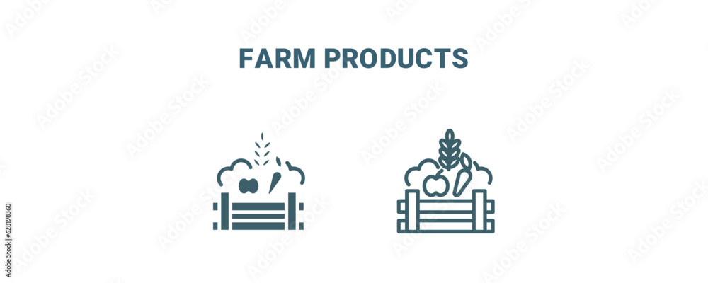 farm products icon. Line and filled farm products icon from agriculture and farm collection. Outline vector isolated on white background. Editable farm products symbol