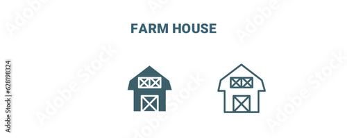farm house icon. Line and filled farm house icon from agriculture and farm collection. Outline vector isolated on white background. Editable farm house symbol