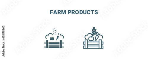 farm products icon. Line and filled farm products icon from agriculture and farm collection. Outline vector isolated on white background. Editable farm products symbol