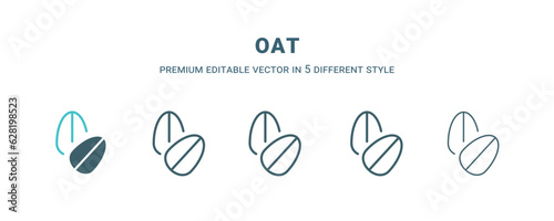 oat icon in 5 different style. Outline, filled, two color, thin oat icon isolated on white background. Editable vector can be used web and mobile