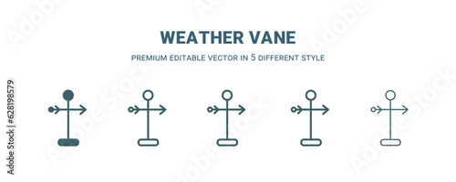weather vane icon in 5 different style. Outline, filled, two color, thin weather vane icon isolated on white background. Editable vector can be used web and mobile