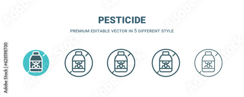 pesticide icon in 5 different style. Outline, filled, two color, thin pesticide icon isolated on white background. Editable vector can be used web and mobile