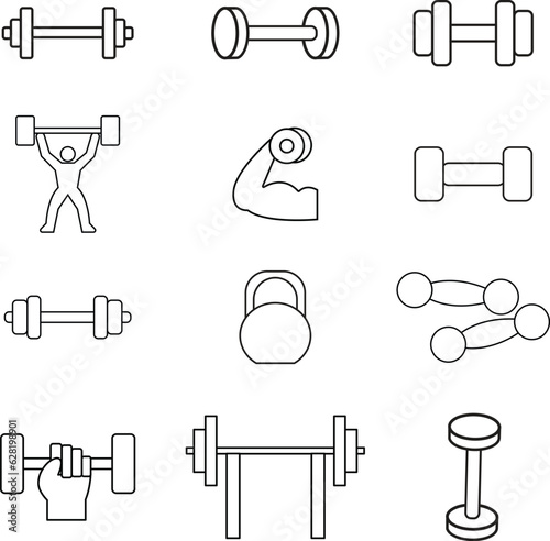 gym equipment for exercise, vector set