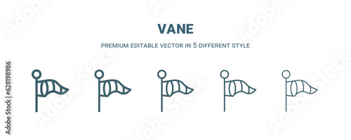 vane icon in 5 different style. Thin, light, regular, bold, black vane icon isolated on white background.