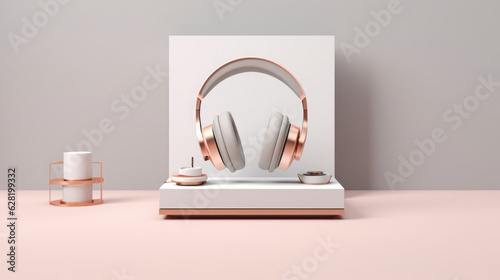 A pair of headphones sitting on top of a table.