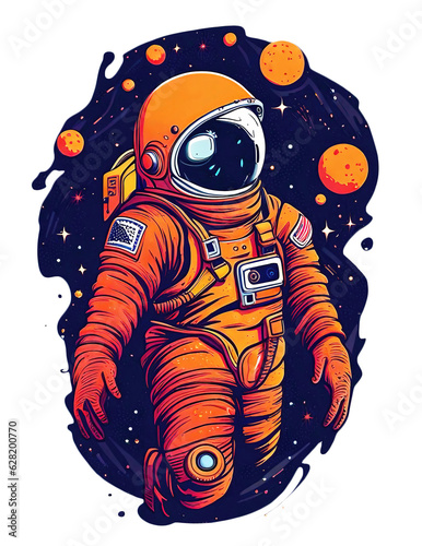 Monkey astronaut in a space suit, flat vector style illustration for sticker, clip art, vintage t-shirt design.