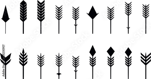 Arrow icons set, Directional arrows illustrations, Curved arrow vectors.