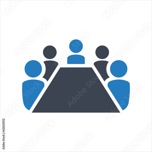 Board room members sitting around a table icon