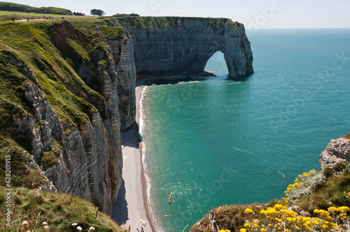 Beach and cliffs at Étretat Seine Maritime, Normandy, France