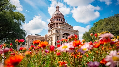 Fotografia Captivating Texas State Capitol in Austin: American Architecture and Blue Sky Be