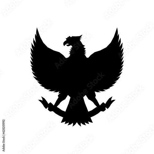 the black silhouette of Garuda Pancasila Indonesia Symbol Vector Design suitable for independence day