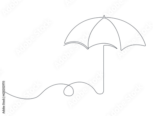Fotografiet An umbrella in the style of line art, one continuous line in the style of line a