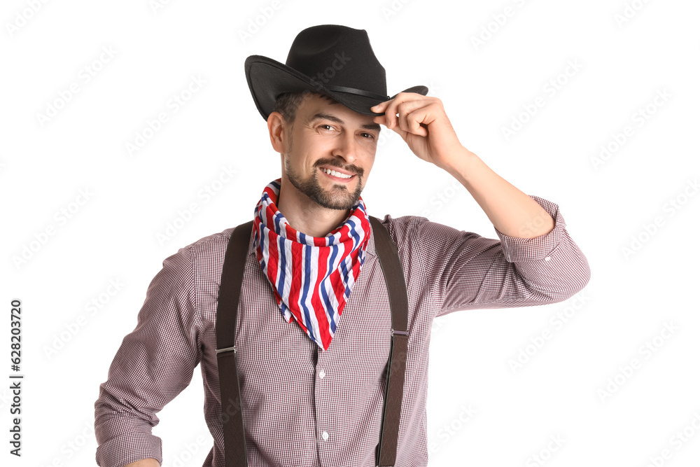 Handsome cowboy on white background Handsome cowboy on white background