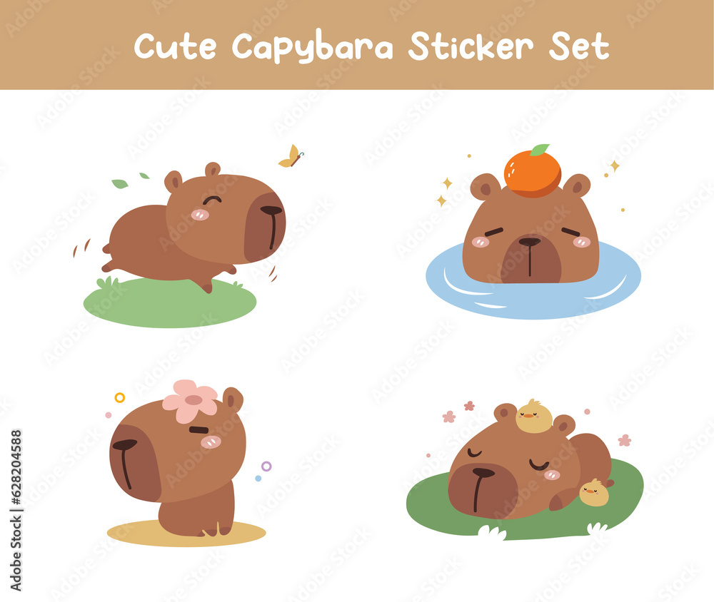 Cute Capybara Character Cartoon