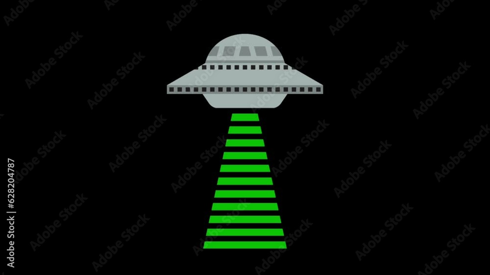 UFO flying hovering with lights below.
UFO flying hovering with lights below.